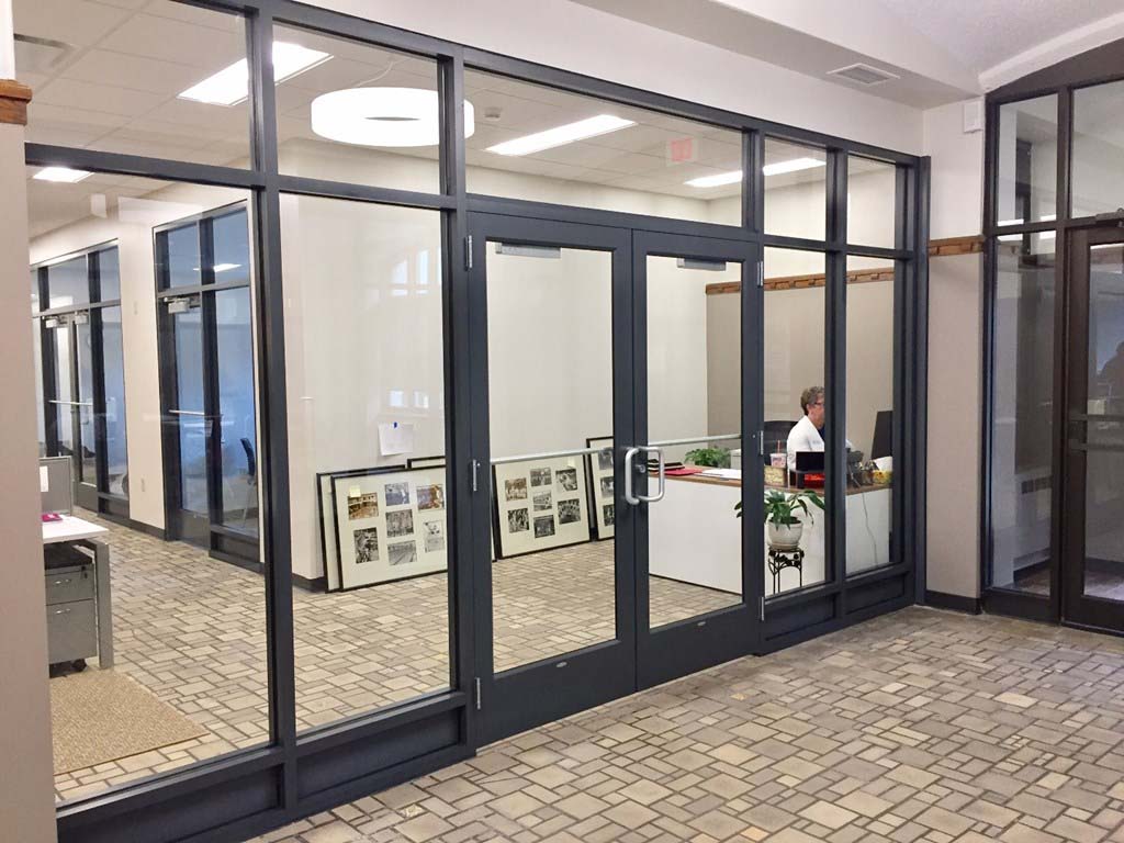 Custom hollow metal doors and hollow metal frames leading to office space at the Ferguson Family YMCA